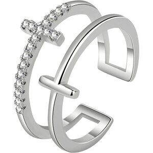 Adjustable 18k Gold Plated CZ Leaf Open Dainty Cubic Ring for Women Teen Girls